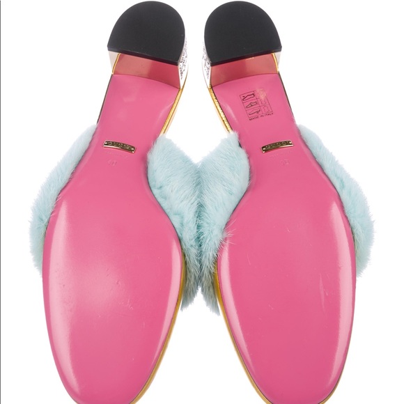Gucci Runway leather fur mules size 10 with box - Picture 4 of 5